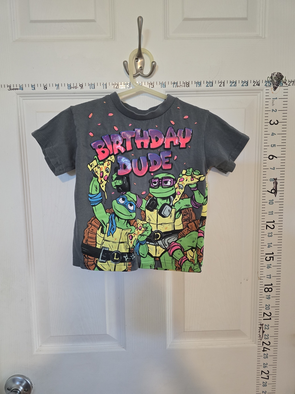 Nickelodeon Black Tee with Neon Turtle Birthday Graphic